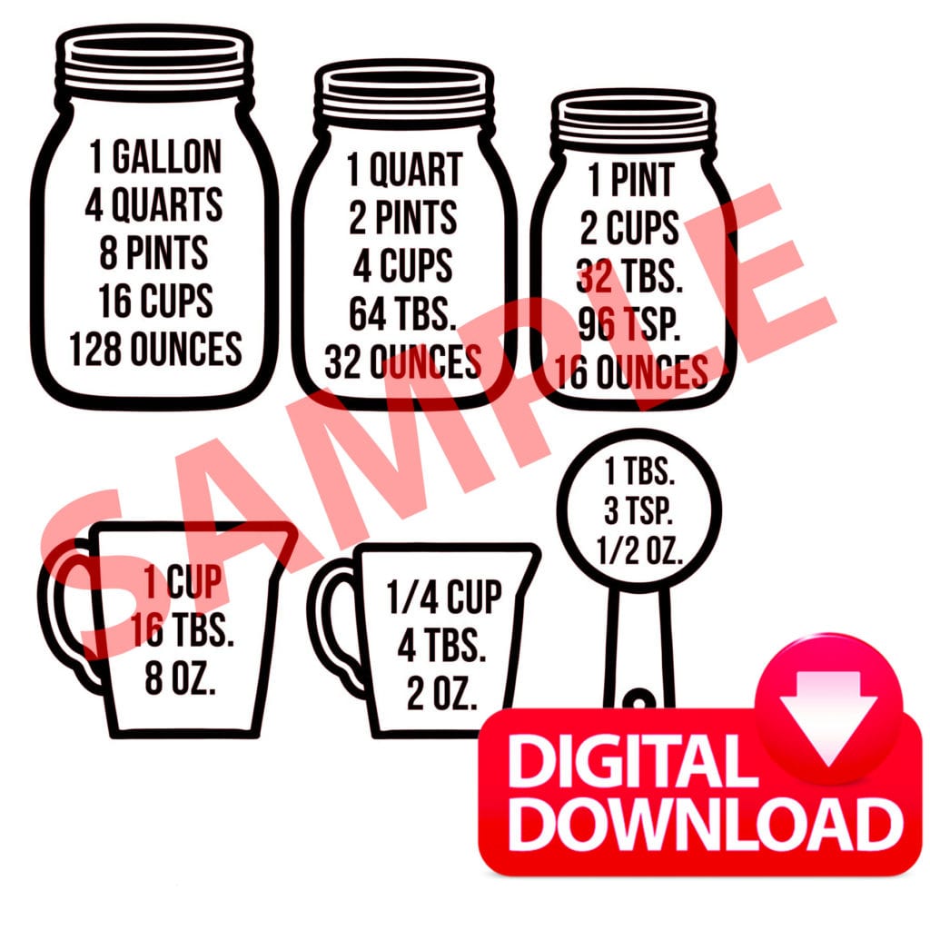 DIGITAL VERSION: Measurement Conversion Vinyl Decal. Measuring Cup ...